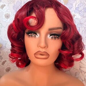 Curly Red Synthetic wig